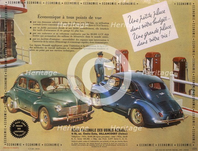Poster advertising a Renault 4CV, 1949. Artist: Unknown