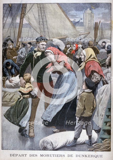 Departure of the cod-fishing boats from Dunkirk, 1900. Artist: Oswaldo Tofani