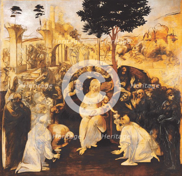 The Adoration of the Magi (After restoration), 1481-1482. Creator: Leonardo da Vinci (1452-1519).