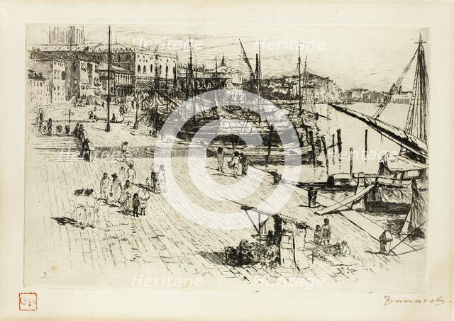 The Riva, Looking Towards the Grand Ducal Palace, 1880. Creator: Frank Duveneck.