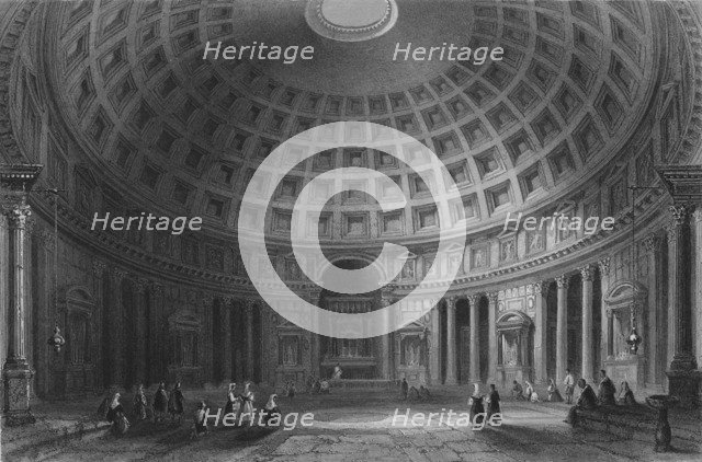 'The Pantheon, Rome', 1841. Artist: E Challis.
