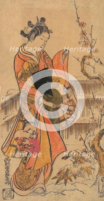 A Young Lady in a Garden. Creator: Nishimura Shigenaga.