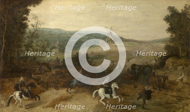 Landscape with Travellers Attacked by Robbers, c1600-1640. Creator: Sebastian Vrancx.