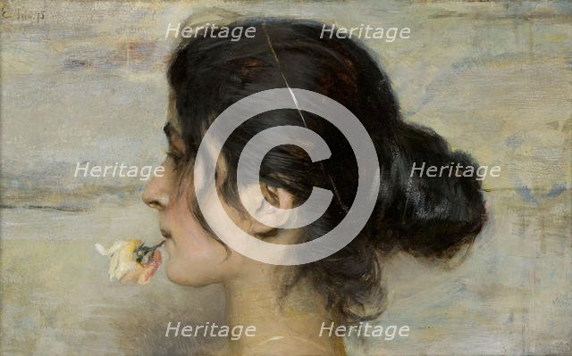 Con la rosa tra le labbra (With the Rose Between her Lips), 1895. Creator: Tito, Ettore (1859-1941).