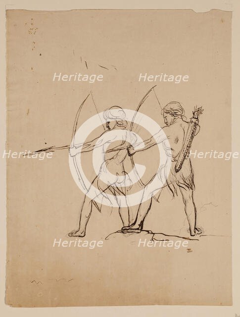 Figures with Bows and Arrows, c1820-1848. Creator: Thomas Cole.