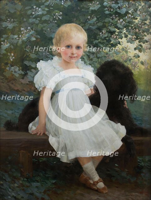 Portrait of Nicoletta Coronini Cronberg and her dog, 1898. Creator: Schramm, Alois Hans (1864-1919).