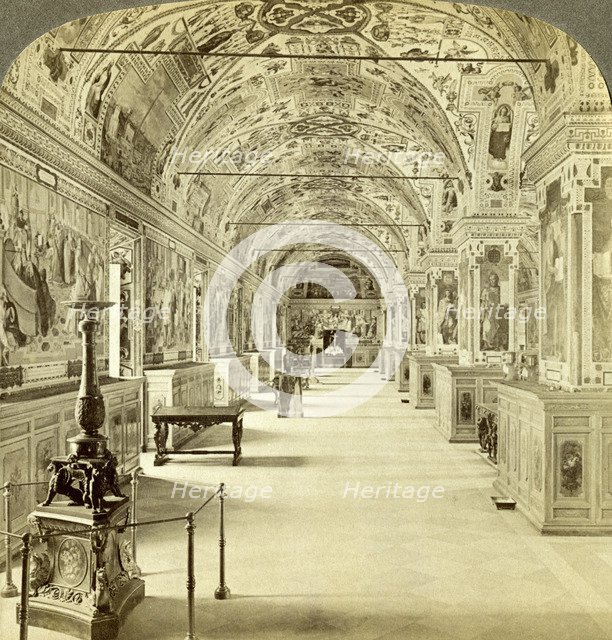 Interior of the Vatican Library, Rome, Italy.Artist: Underwood & Underwood