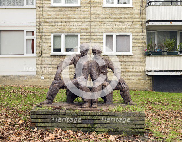 'The Neighbours', sculpture by Siegfried Charoux, Highbury Quadrant Estate, Islington, London, 2015. Artist: Chris Redgrave.