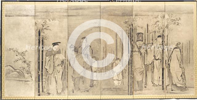 Seven Sages of the Bamboo Grove, 1600s. Creator: Kano Tan?y? (Japanese, 1602-1674).