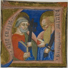 Saints Peter and Paul in a Historiated Initial "N" from a Choirbook, 1375/99. Creator: Unknown.