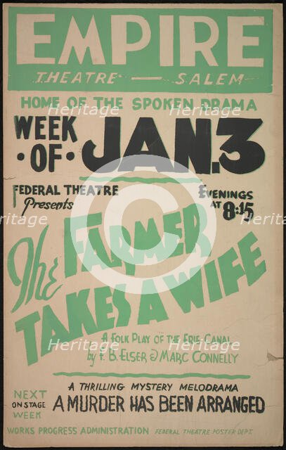 The Farmer Takes a Wife, Salem, MA, 1938. Creator: Unknown.