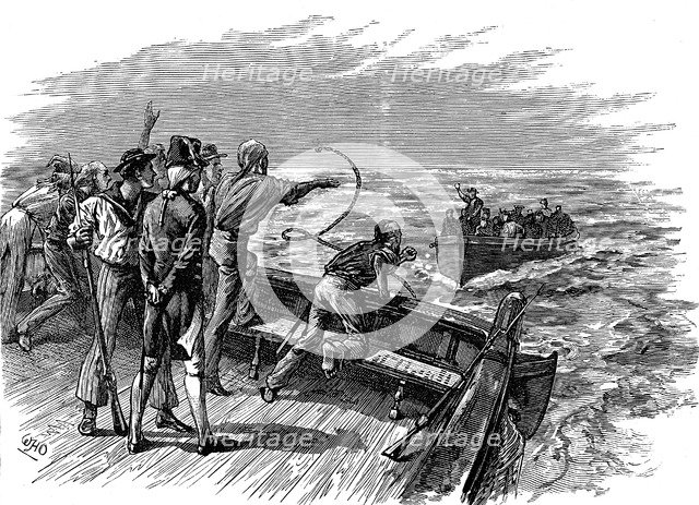 Mutiny of the crew of HMS 'Bounty', 28 April 1789. Artist: Unknown