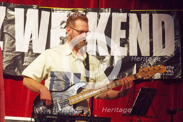 Tom Mason, Robert Mitchell’s True Think, Battle Jazz Festival, Battle, East Sussex, July 2024. Creator: Brian O'Connor.