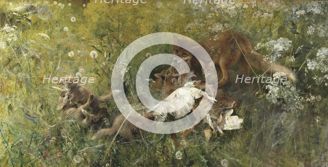 A Fox Family, 1886. Creator: Bruno Liljefors.