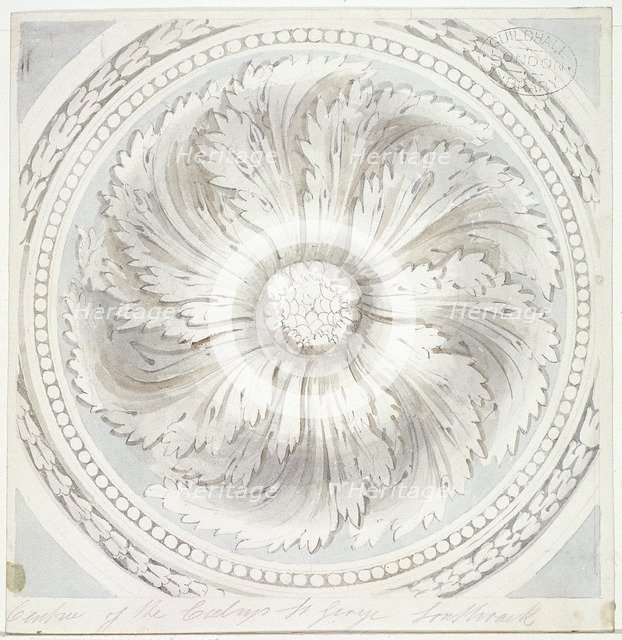 Surround from the ceiling of St George the Martyr, Southwark, London, 1831. Artist: John Hassell