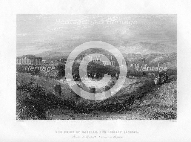The ruins of Djerash, the ancient Gergesa, Syria, 1841.Artist: W Floyd