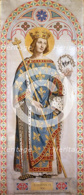 Saint Louis IX of France. Cardboard for the windows of the Chapel of St. Ferdinand, 1842.