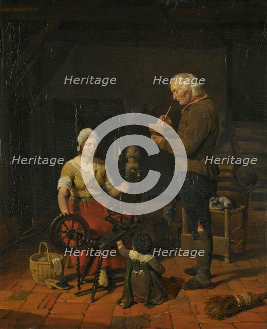 Peasant Family in their Cottage, 1817. Creator: Cornelis Kruseman.