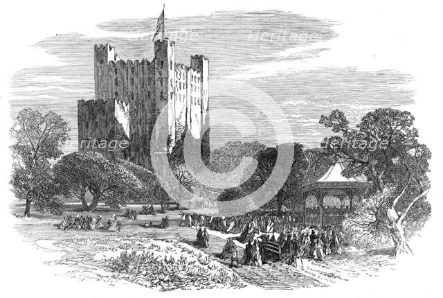 Rochester Castle and the new public gardens, 1872. Creator: Unknown.