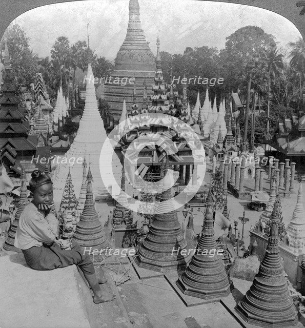 Shwedagon Pagoda, Rangoon, Burma, c1900s(?).Artist: Underwood & Underwood