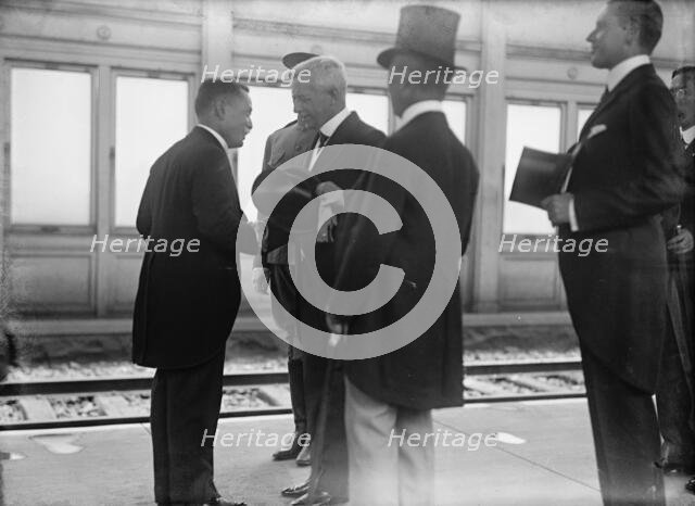 Japanese Mission To U.S. at Union Station: Ishii; Harts; Lansing; Sato; William Philips, 1917. Creator: Harris & Ewing.