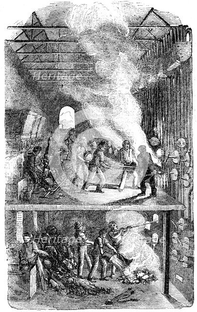 Retort House, Great Central Gas Works, Bow Common, London, 1866. Artist: Unknown