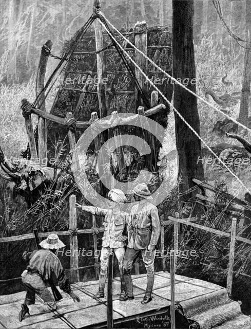 Prince Albert Victor in India: catching wild elephants, Government Khedah, Mysore District, 1890. Creator: P Naumann.