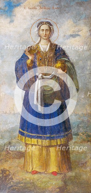 Saint Olga, Princess of Kiev. Artist: Ancient Russian frescos  