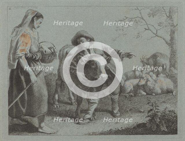 Shepherd Pointing Out the Direction to a Shepherdess, 1762. Creator: Francesco Londonio.