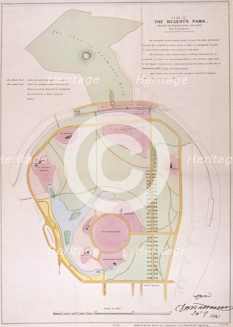 Plan of Regent's Park, 1841. Artist: Anon