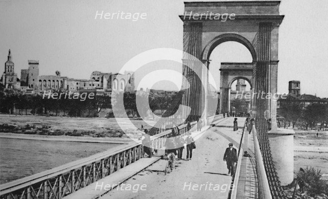 'Avignon - Suspended Bridge', c1925. Artist: Unknown.