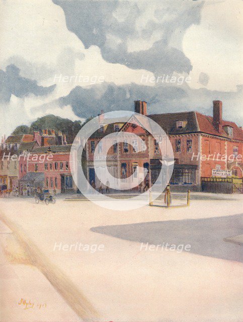 'New Inn and High Street, Epsom, 1911, (1914). Artist: James S Ogilvy.