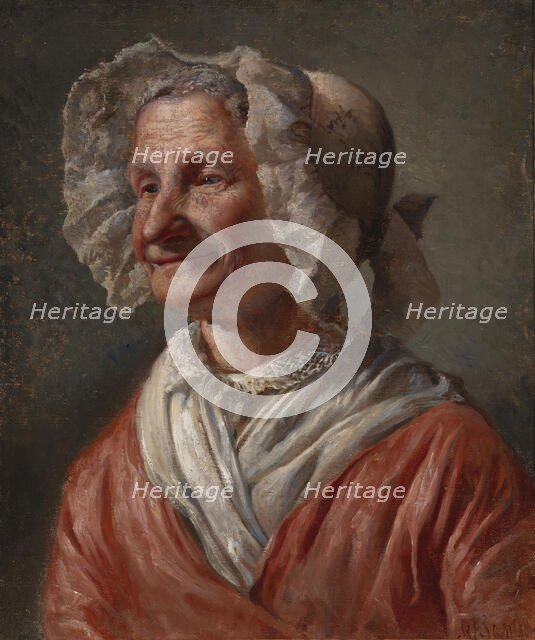 Old Woman in a White Bonnet; A Smiling Old Woman, 1868. Creator: Karl Emanuel Jansson.