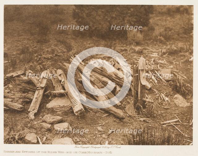 Shrine and Effigies of the Elder War-God on Corn Mountain-Zuni, 1925. Creator: Edward Sheriff Curtis.