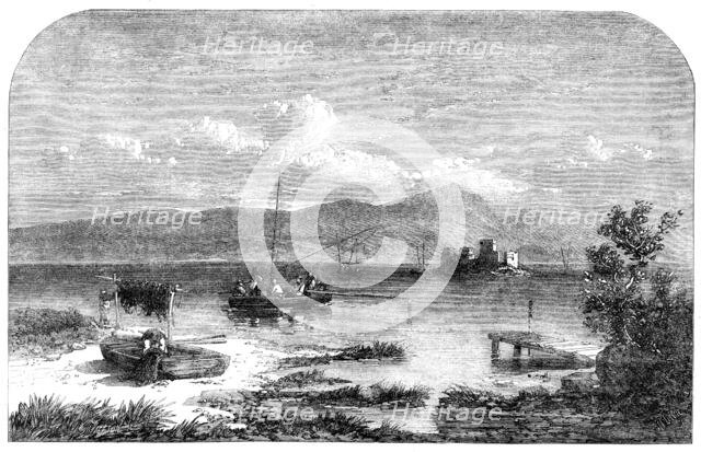 Freshwater fishes: angling in Scotland - an angling match on Loch Leven, 1862.  Creator: Mason Jackson.