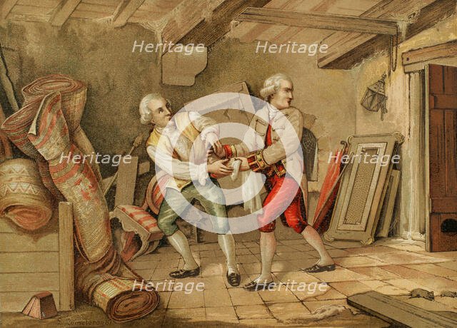 The Prince of Peace guided by a faithful servant, Mutiny of Aranjuez, (17-19 March 1808), 1881. Creator: Unknown.