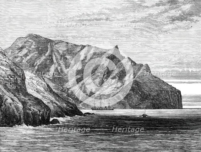 Sketches from H.M.S. Challenger, by Mr. J. J. Wild: the Challenger in Cumberland Bay,...1876. Creator: John Greenaway.