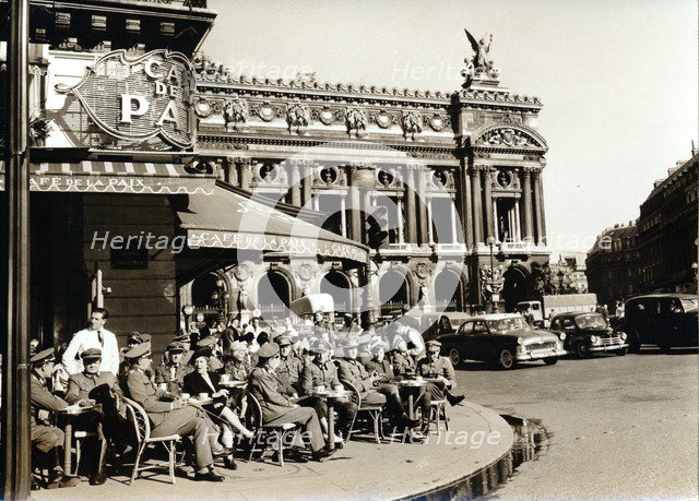 Occupying German troops outside the Café de la Paix, Paris, World War II, c1940-c1944. Artist: Unknown