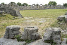 Partial view of the amphitheater ruins, ancient city of Salona, Solin, Croatia, 2018.  Creator: Unknown.