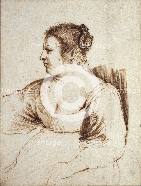 A Woman Seated, 1640-1649. Artist: Guercino.