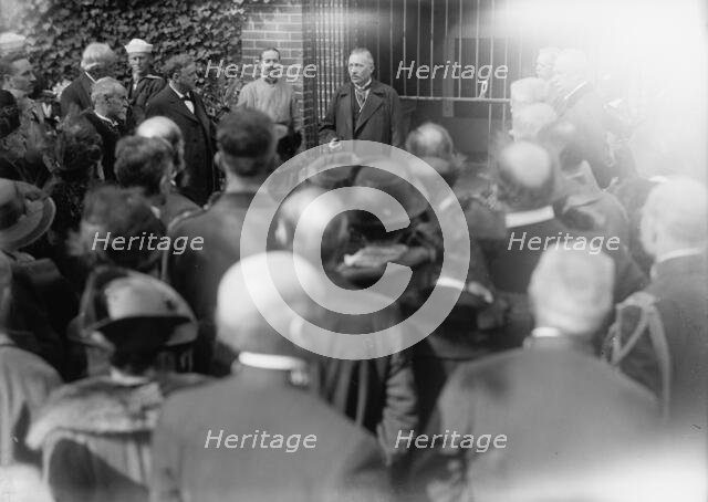 Allied Commission To U.S. At Mount Vernon: Viviani Speaking At Tomb of Washington, 1917. Creator: Harris & Ewing.