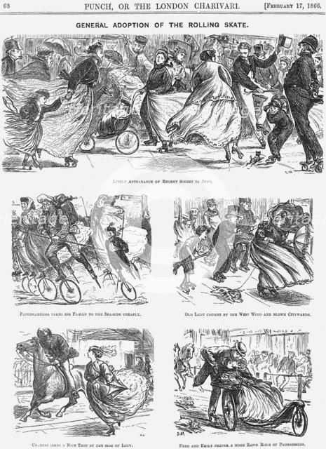 'General Adoption of the Rolling Skate', 1866. Artist: George du Maurier