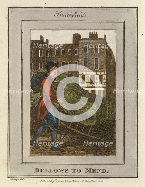 'Bellows to Mend', Cries of London, 1804. Artist: Anon