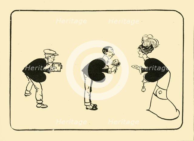 "The Greeting" on the three of spades', 1910. Creator: Unknown.