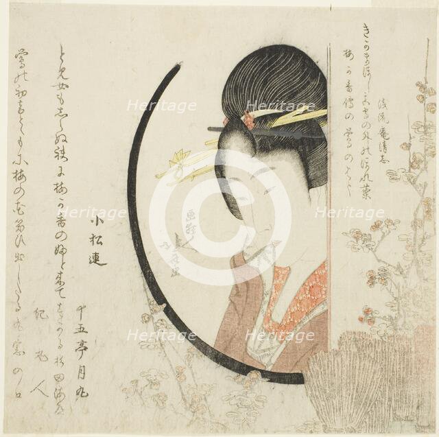 Girl at the window, Japan, c. 1804. Creator: Hokusai.