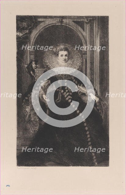 Infanta Isabella, after Simon de Vos, 1873. Creator: Jules-Ferdinand Jacquemart.