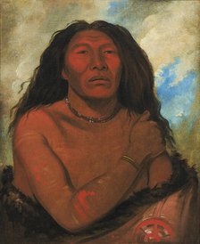 Duhk-gits-o-ó-see, Red Bear, a Distinguished Warrior, 1832. Creator: George Catlin.