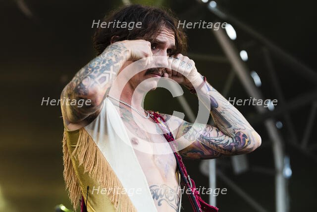 The Darkness live at the Cornbury Music Festival, Great Tew Park, Oxfordshire, Jul 2022. Creator: Annapaola Marchesani.