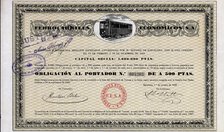 Bond of Ferrocarriles Económicos S.A., to the 6%, Barcelona October 1, 1926 (railway from Tortosa…