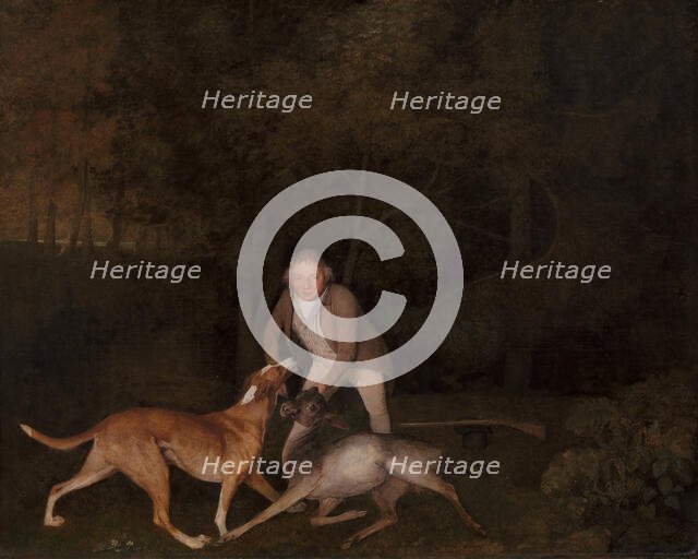Freeman, the Earl of Clarendon's gamekeeper, with a dying doe and hound, 1800. Creator: George Stubbs.